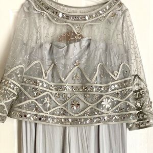 Sheer Silver Crystal Evening Top and Palazzo Pants